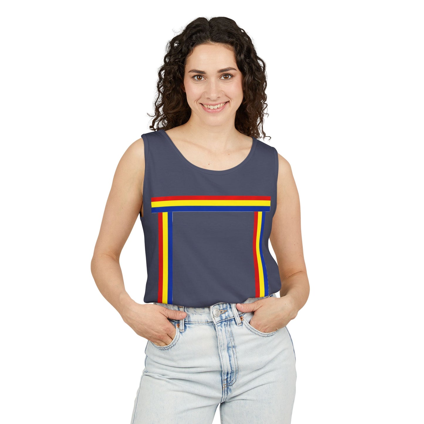 Blue Ribbon Shirt inpired Tank Top — Minimal Rainbow Ribbon Graphic