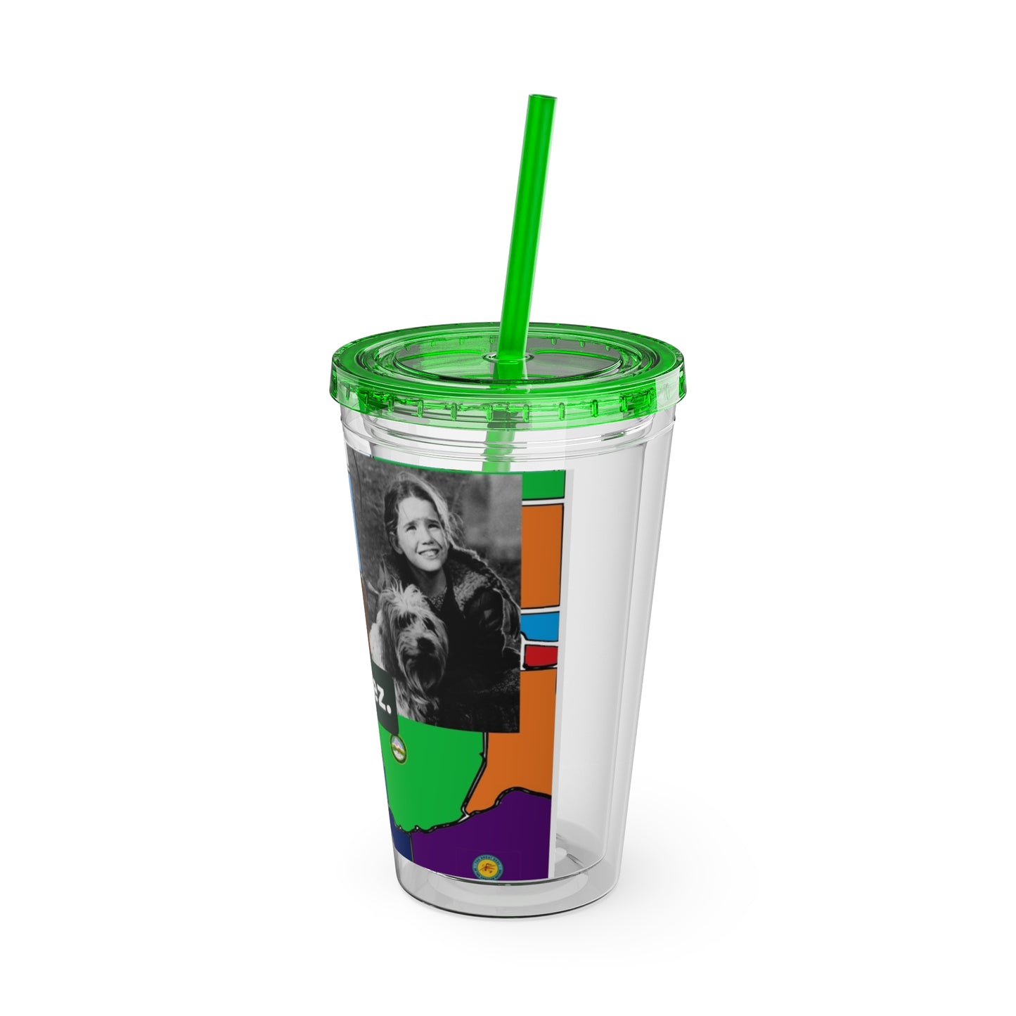 Sunsplash 16oz Tumbler with Straw — 'Half-Pint Illegally on Osage Rez' Graphic