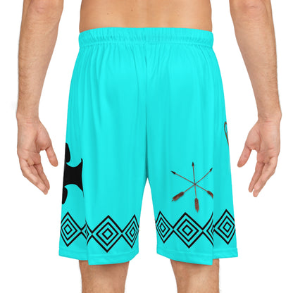 Fish Silhouette Basketball Shorts — Aqua Tribal AOP