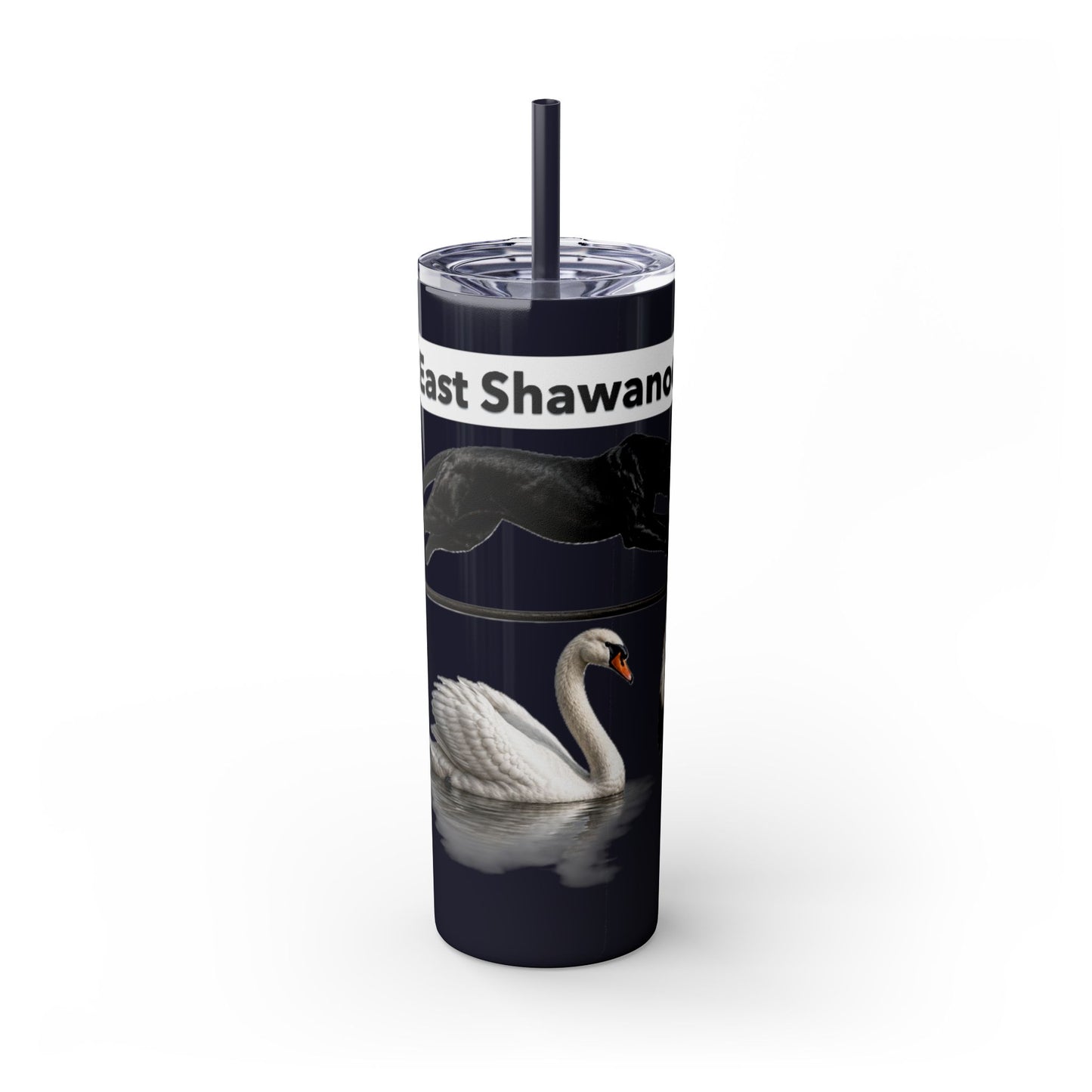 Shawnee East Skinny 20oz Tumbler with Straw — East Shawano River Swan & Otter Design