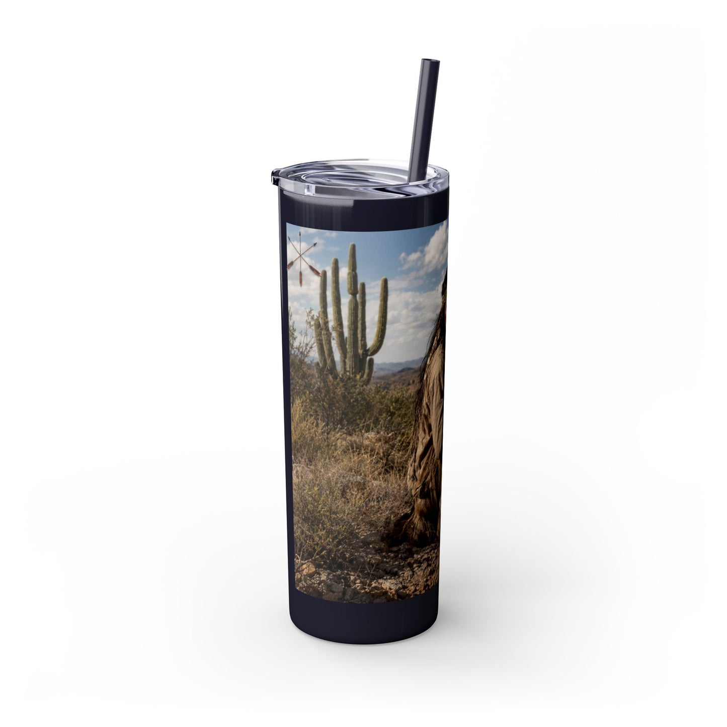 Ft. Sill Apache 20oz Skinny Tumbler with Desert Native Warrior Photo Wrap