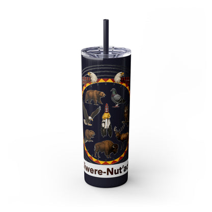 Otoe Missouria Native Animal Medicine Wheel 20oz Skinny Tumbler with Straw
