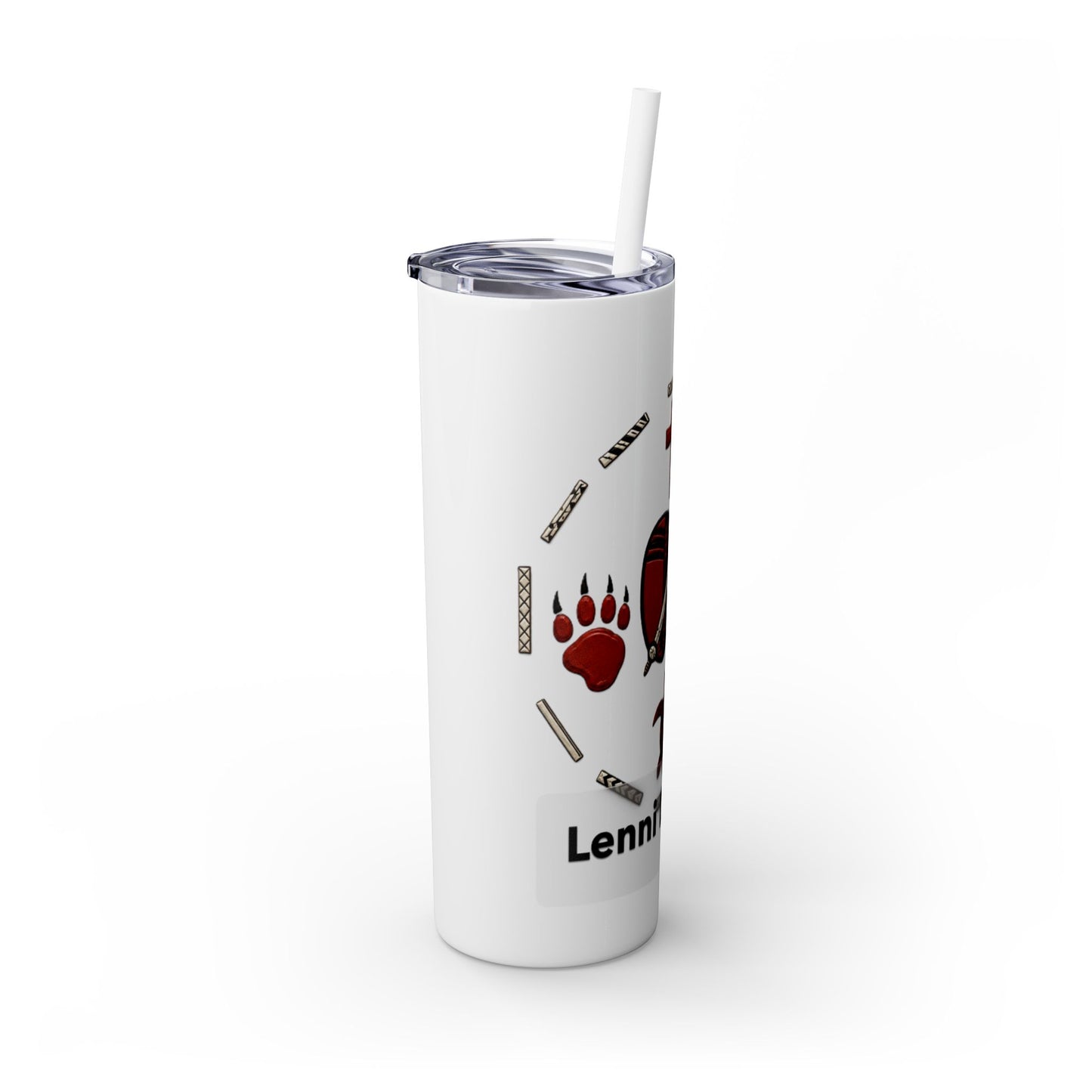 Delaware East Personalized 20oz Skinny Tumbler with Straw — Custom Name Tribal Crest Design