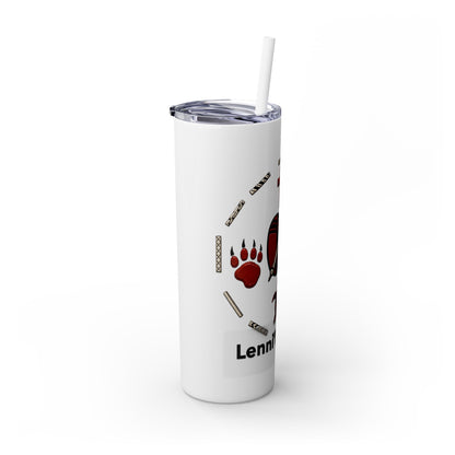 Delaware East Personalized 20oz Skinny Tumbler with Straw — Custom Name Tribal Crest Design
