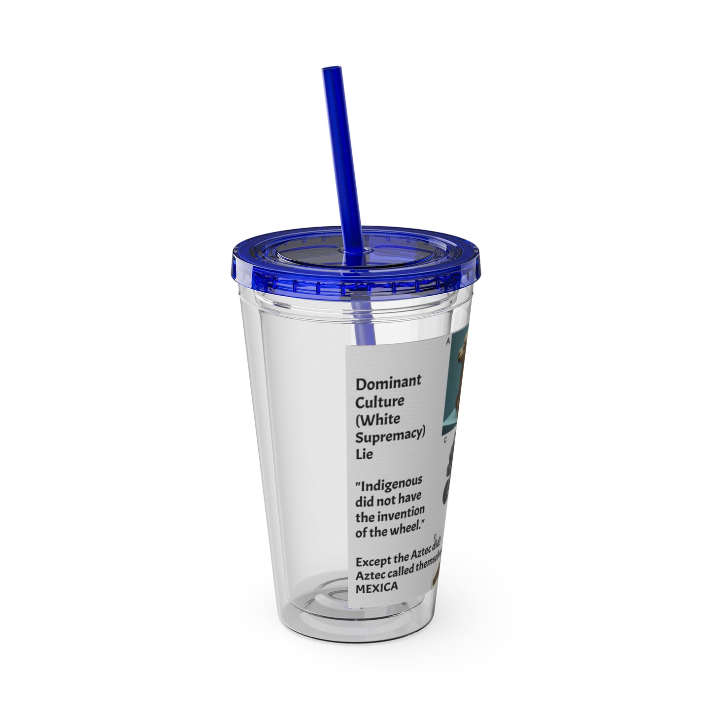 Aztec Sunsplash 16oz Insulated Straw Tumbler — Historical Artifact Illustration Design