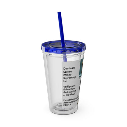 Aztec Sunsplash 16oz Insulated Straw Tumbler — Historical Artifact Illustration Design