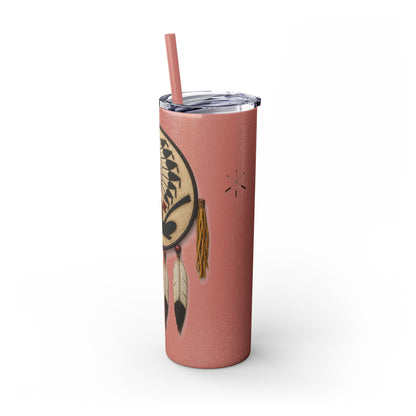 Iowa 20oz Skinny Tumbler with Native Dreamcatcher Design - 'Pahodje' Travel Straw Cup