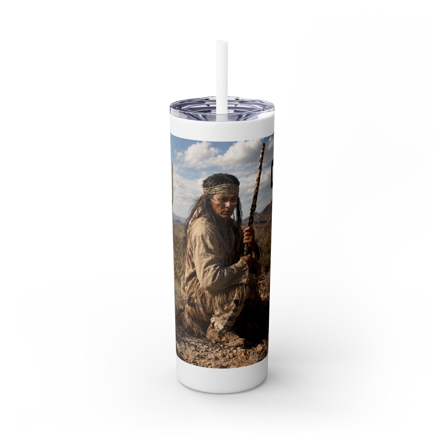 Ft. Sill Apache 20oz Skinny Tumbler with Desert Native Warrior Photo Wrap