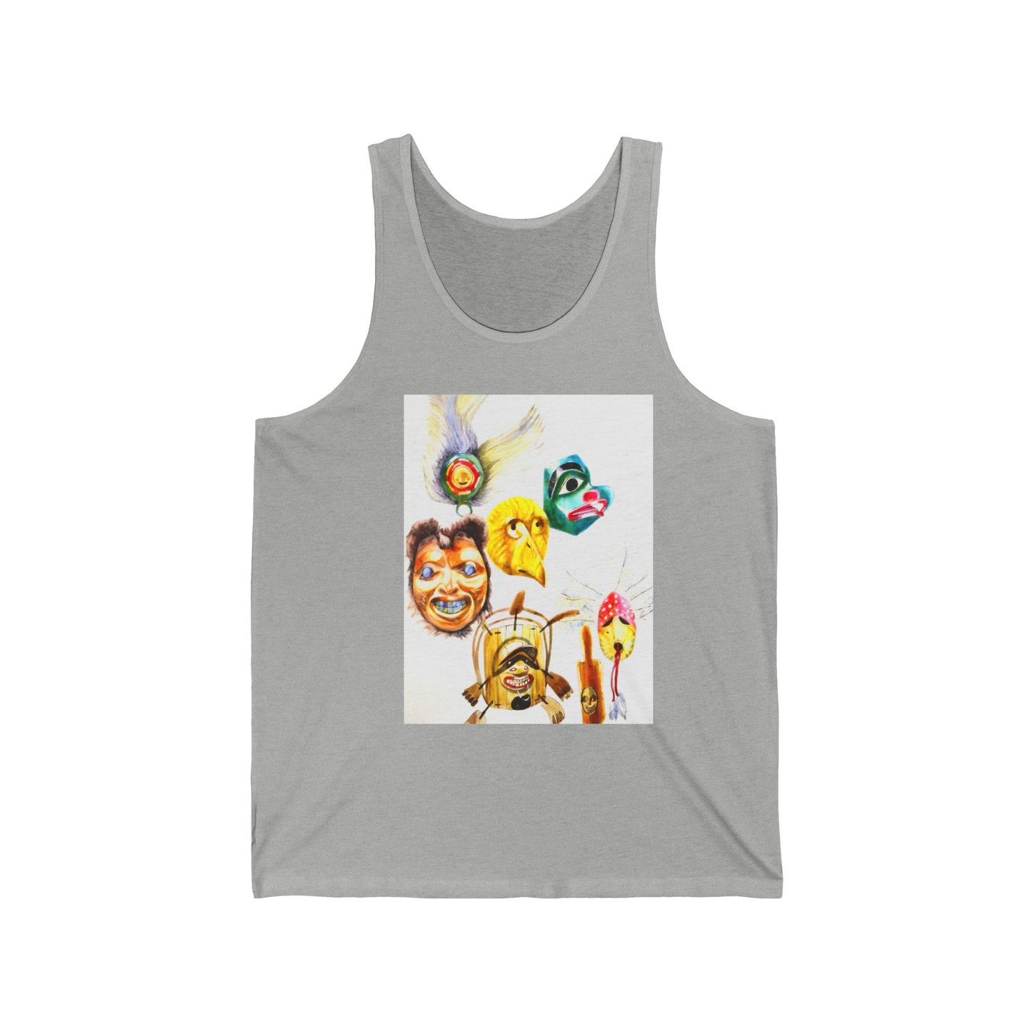 Masks Graphic Tank Top — Boho Festival Summer Tee
