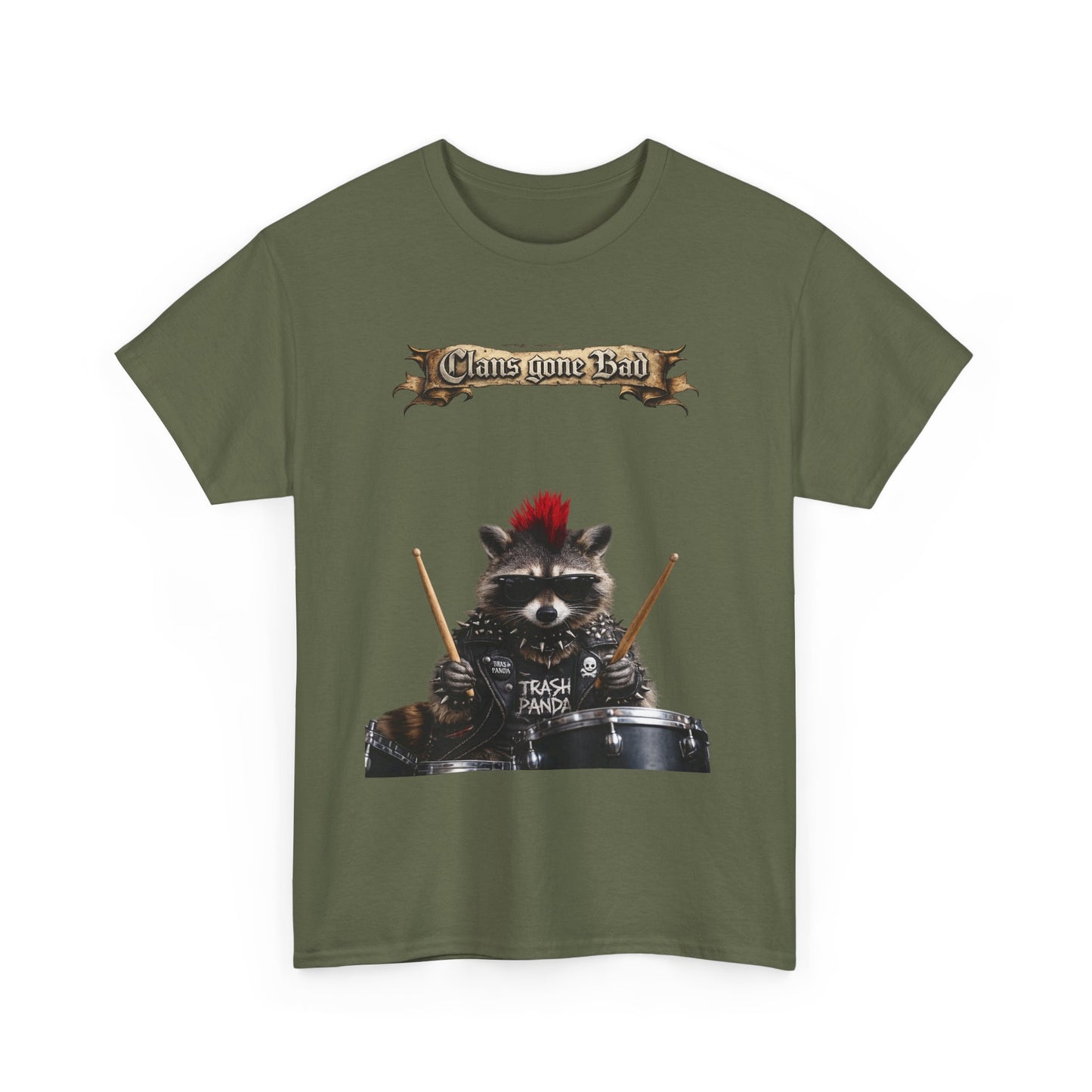 ClansDrummer Raccoon Graphic Tee — "Chaos Goes Brrr" Cute Punk Rock T-Shirt