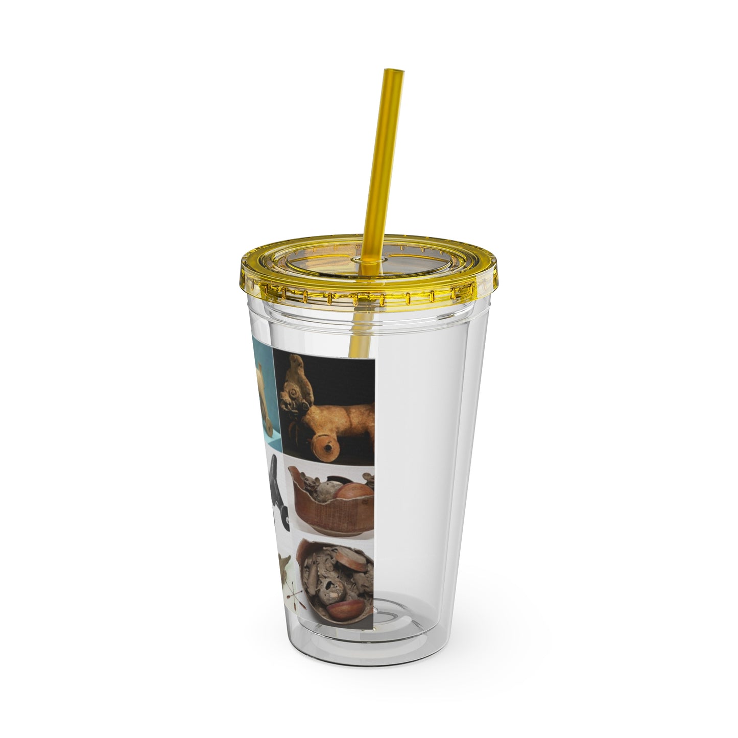 Aztec Sunsplash 16oz Insulated Straw Tumbler — Historical Artifact Illustration Design