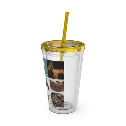 Aztec Sunsplash 16oz Insulated Straw Tumbler — Historical Artifact Illustration Design