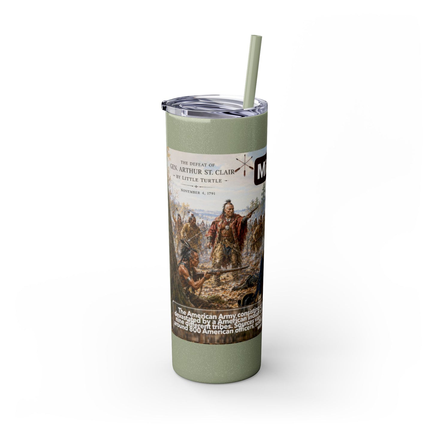 Miami Tribe Historical Skinny Tumbler 20oz — Native American Heritage Travel Cup