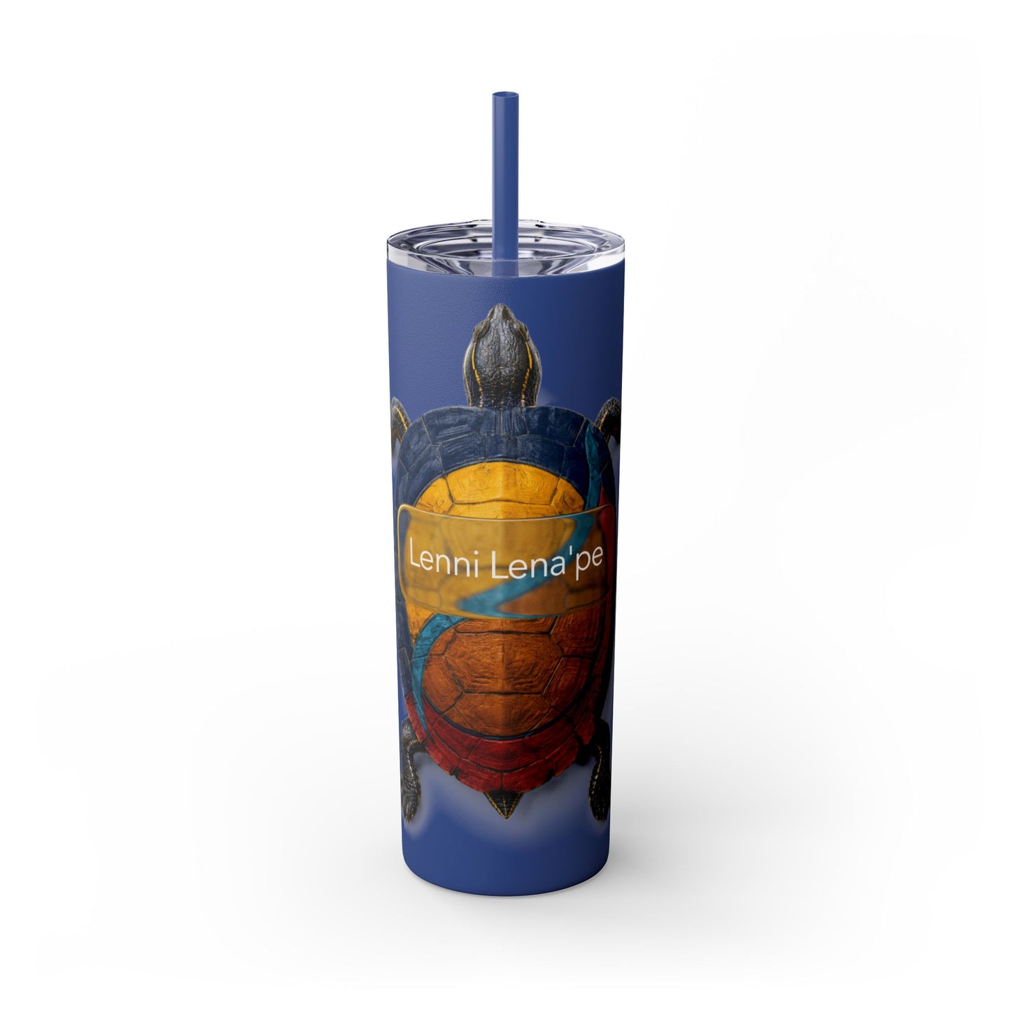 Delaware West Turtle Skinny Tumbler 20oz — Colorful Sea Turtle Travel Cup with Straw