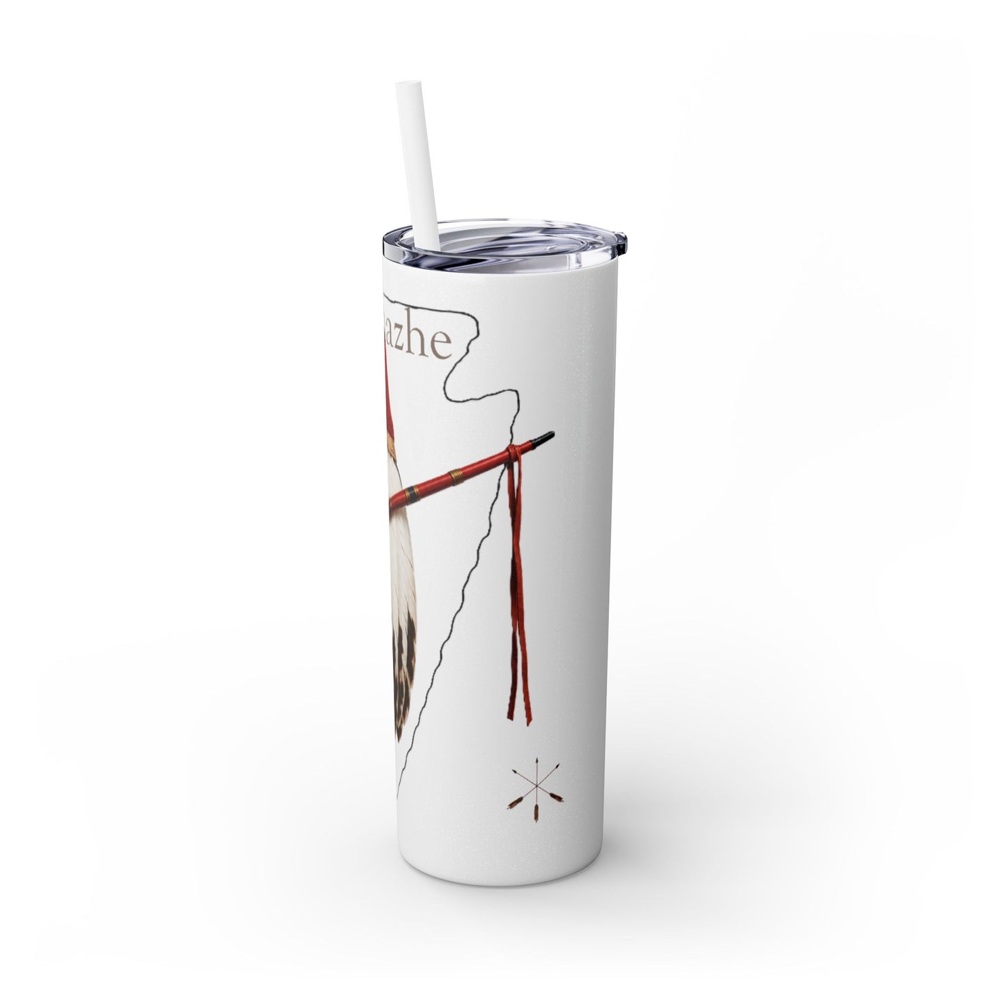Osage Skinny Tumbler — Native Feather & Pipe Design 20oz Straw Cup