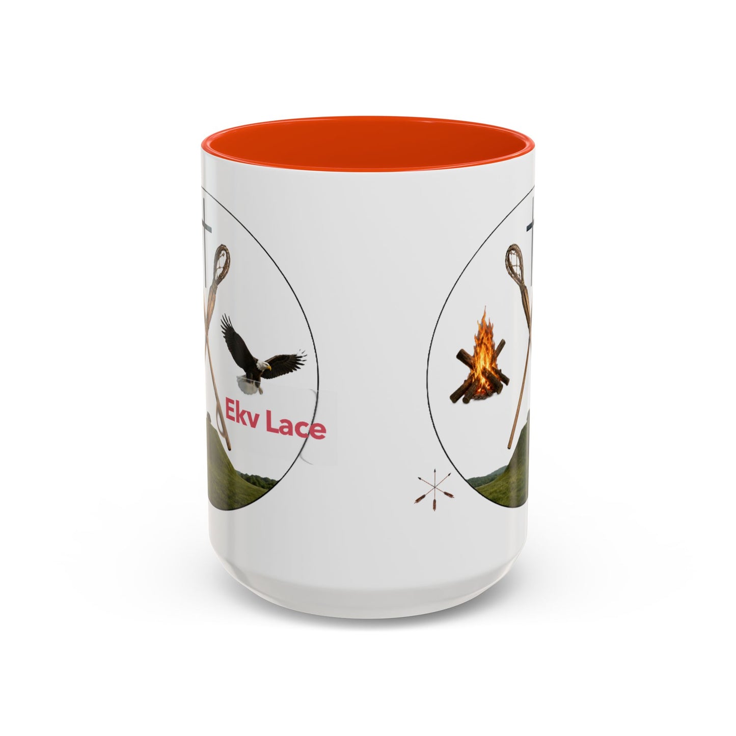 Kialegee Adventure Mug — 'Ekv Lace' Cross, Eagle & Campfire Ceramic Coffee Cup (11oz/15oz)