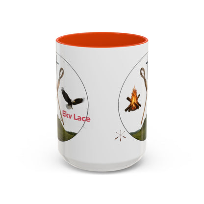 Kialegee Adventure Mug — 'Ekv Lace' Cross, Eagle & Campfire Ceramic Coffee Cup (11oz/15oz)