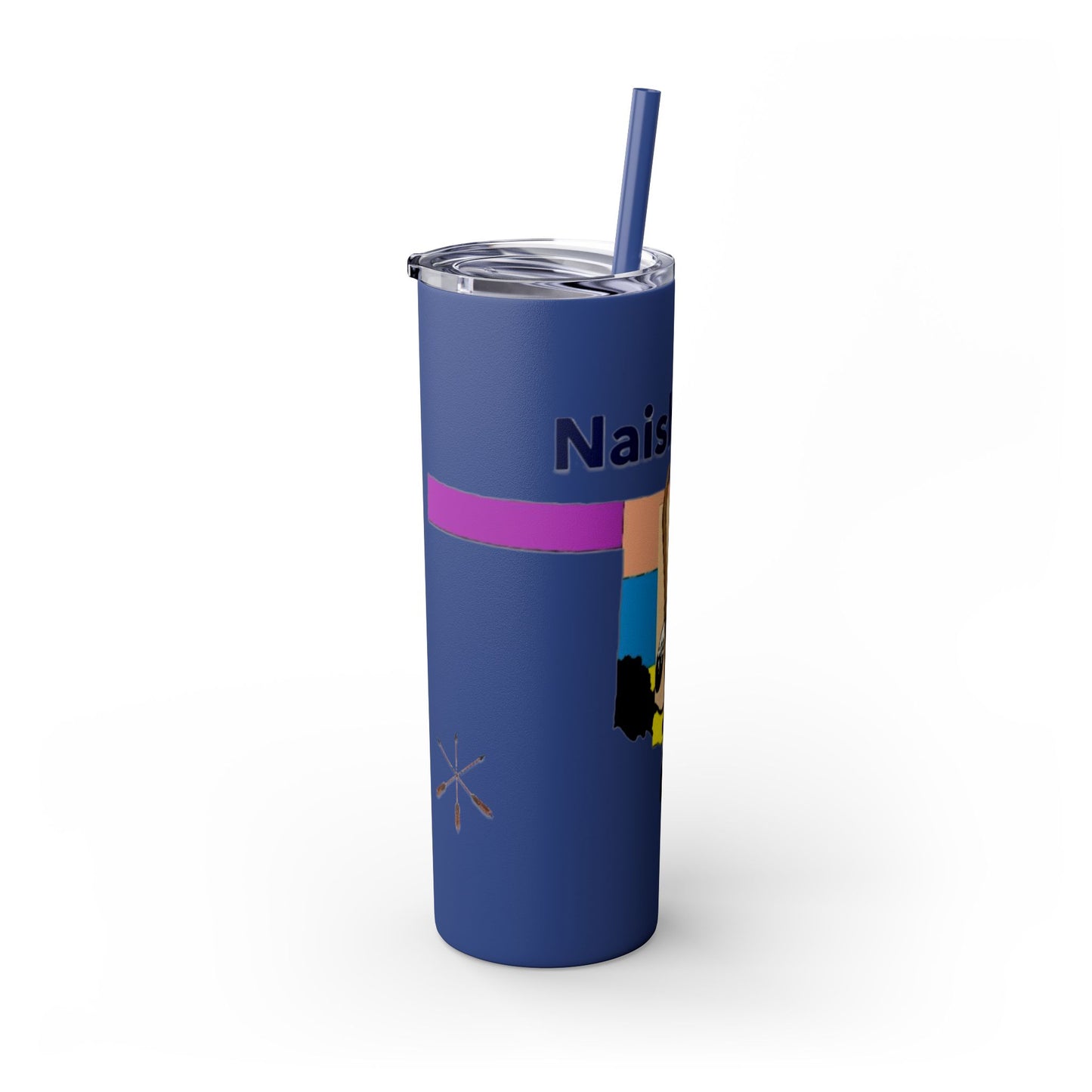 Apache 20oz Skinny Tumbler with Straw — Colorful Retro Design "Naishade"