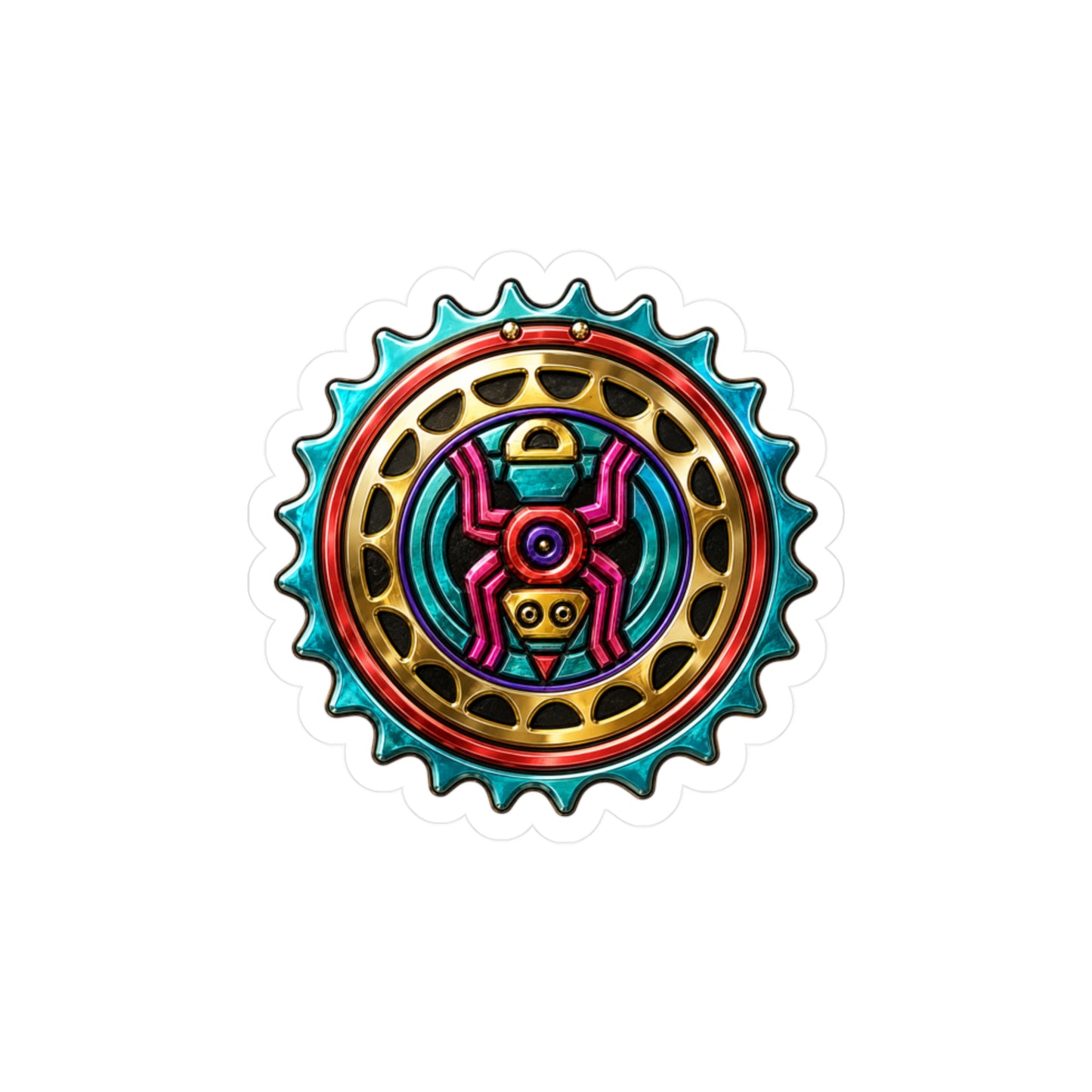 Spider-Inspired Tribal Sun Sticker — Colorful Kiss-Cut Vinyl Decal