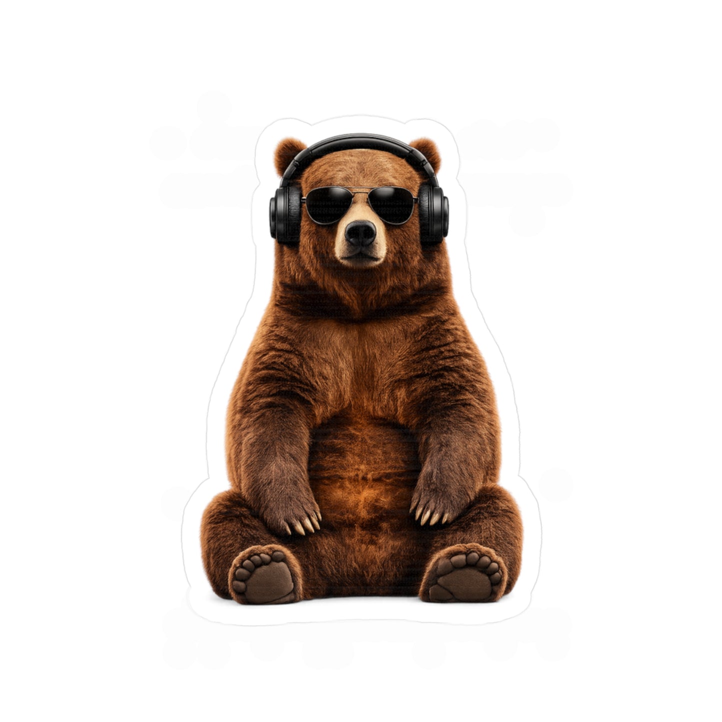 Cool Bear Headphones Sticker — Kiss-Cut Vinyl Decal