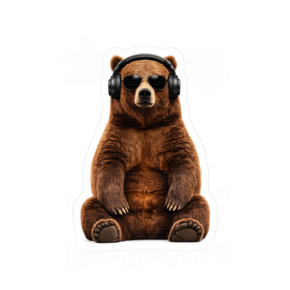 Cool Bear Headphones Sticker — Kiss-Cut Vinyl Decal