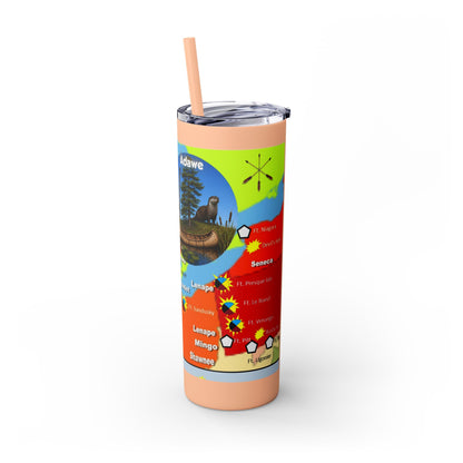 Pontiac Native Nations Map Skinny Tumbler — 20oz Travel Cup with Straw