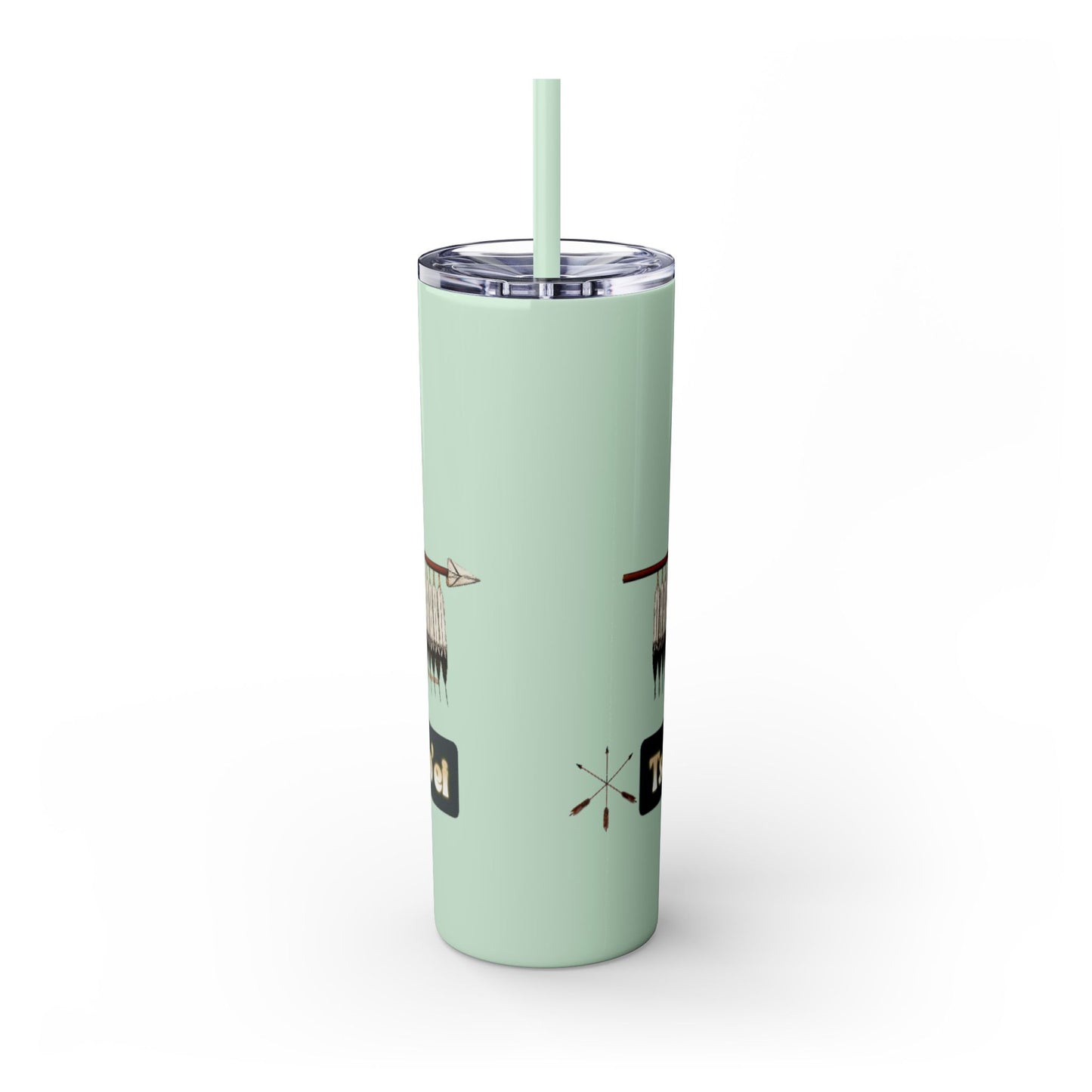 Cheyenne Arapaho 20oz Skinny Tumbler — Native American Shield & Arrows Design (Tsistsistas - Hinono'eitiit)