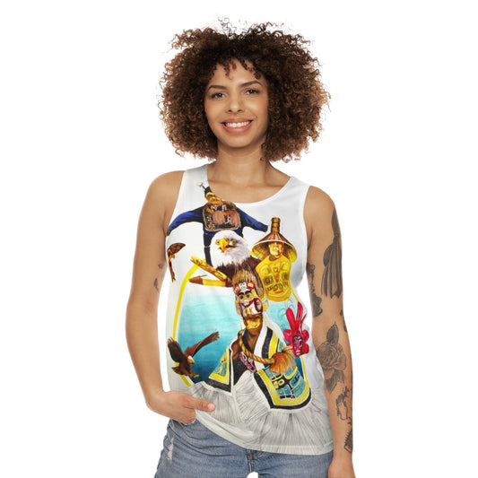 Tlingit Art Tank Top — Eagle & Salmon Tribal Masks All-Over Print