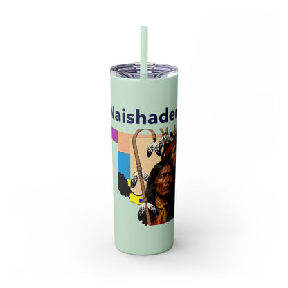 Apache 20oz Skinny Tumbler with Straw — Colorful Retro Design "Naishade"