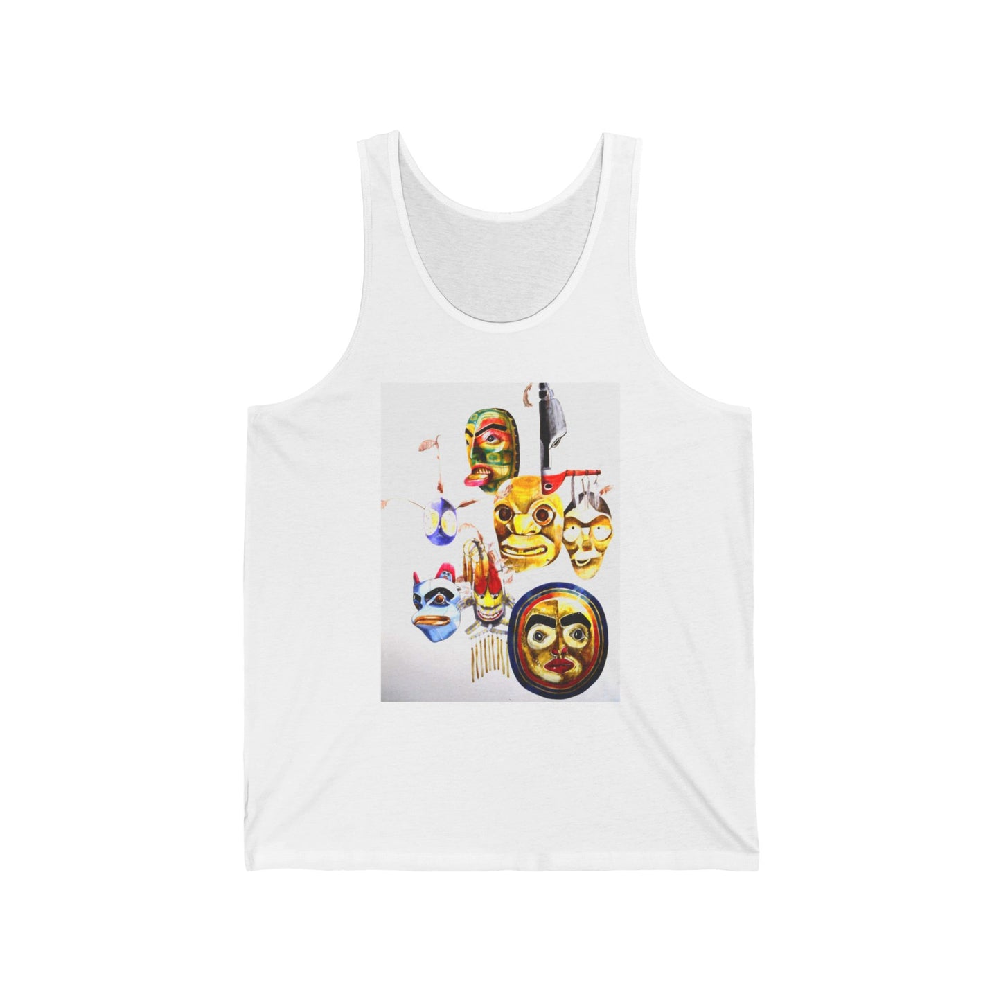 Native Mask & Arrow Tank Top — Tribal Mask Art Graphic Tank