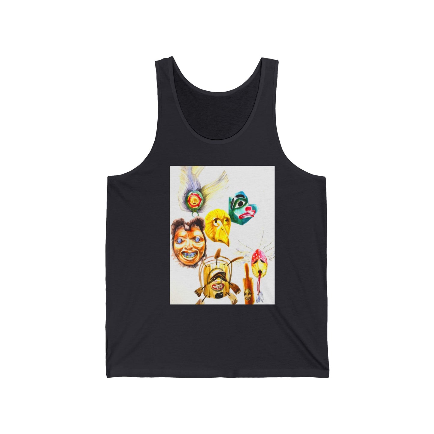 Masks Graphic Tank Top — Boho Festival Summer Tee