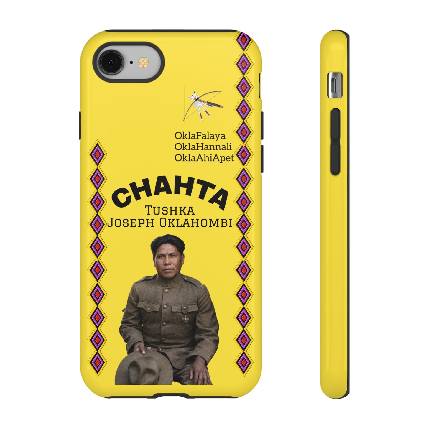 Chahta Tushka Joseph Oklahombi Yellow Phone Case — Native American Tribute Protective Cover
