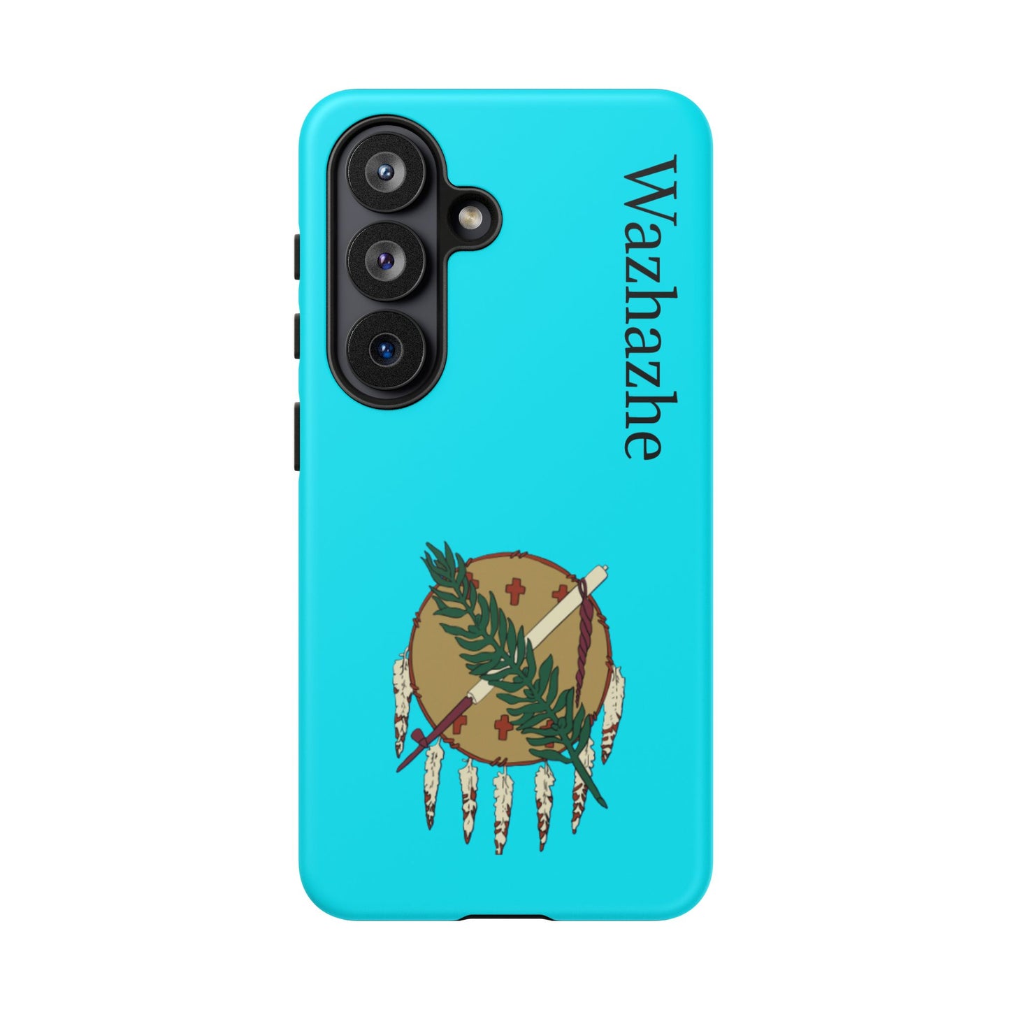 Osage Phone Case — Wazhahze Tribal Shield Design (Native Feather & Tomahawk)