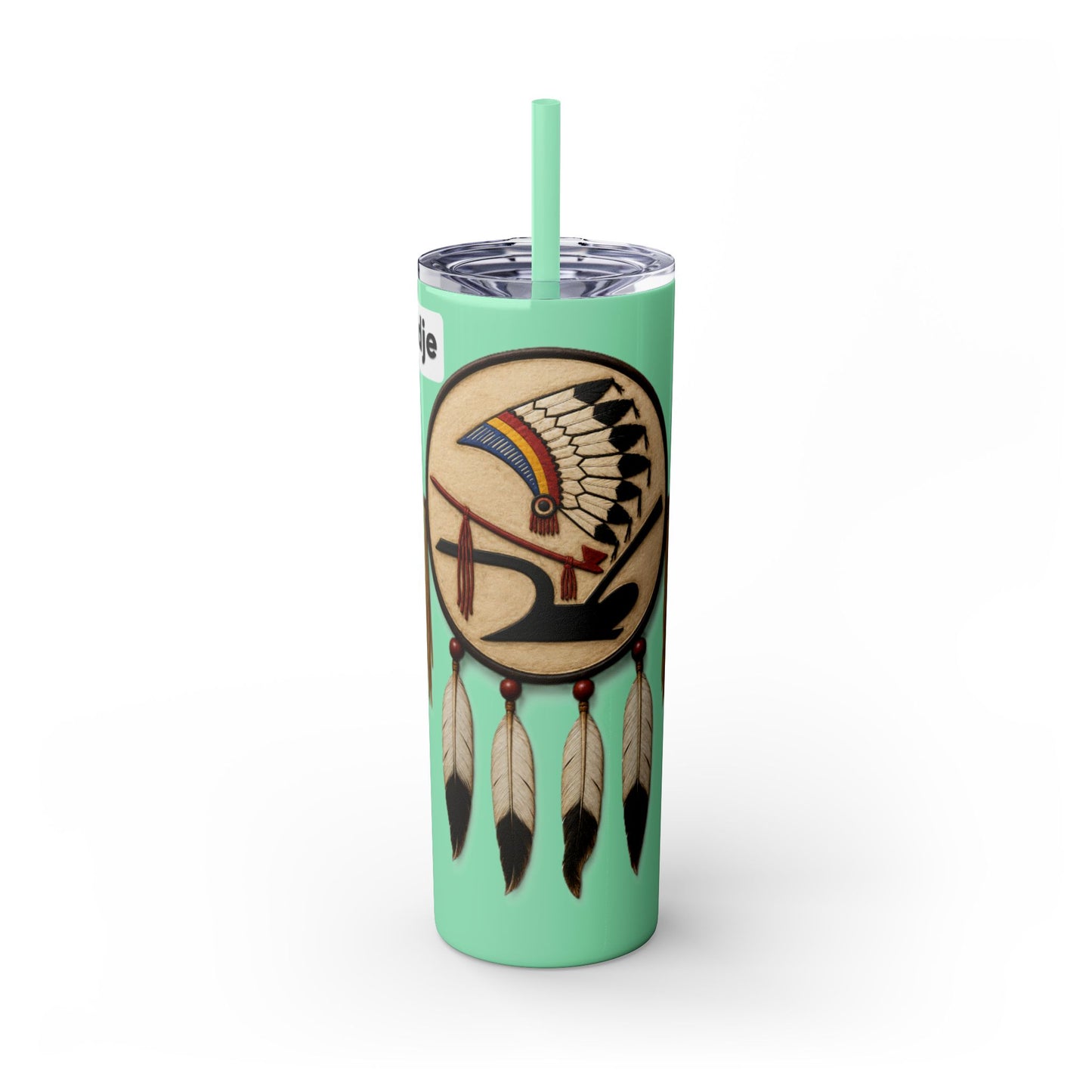 Iowa 20oz Skinny Tumbler with Native Dreamcatcher Design - 'Pahodje' Travel Straw Cup