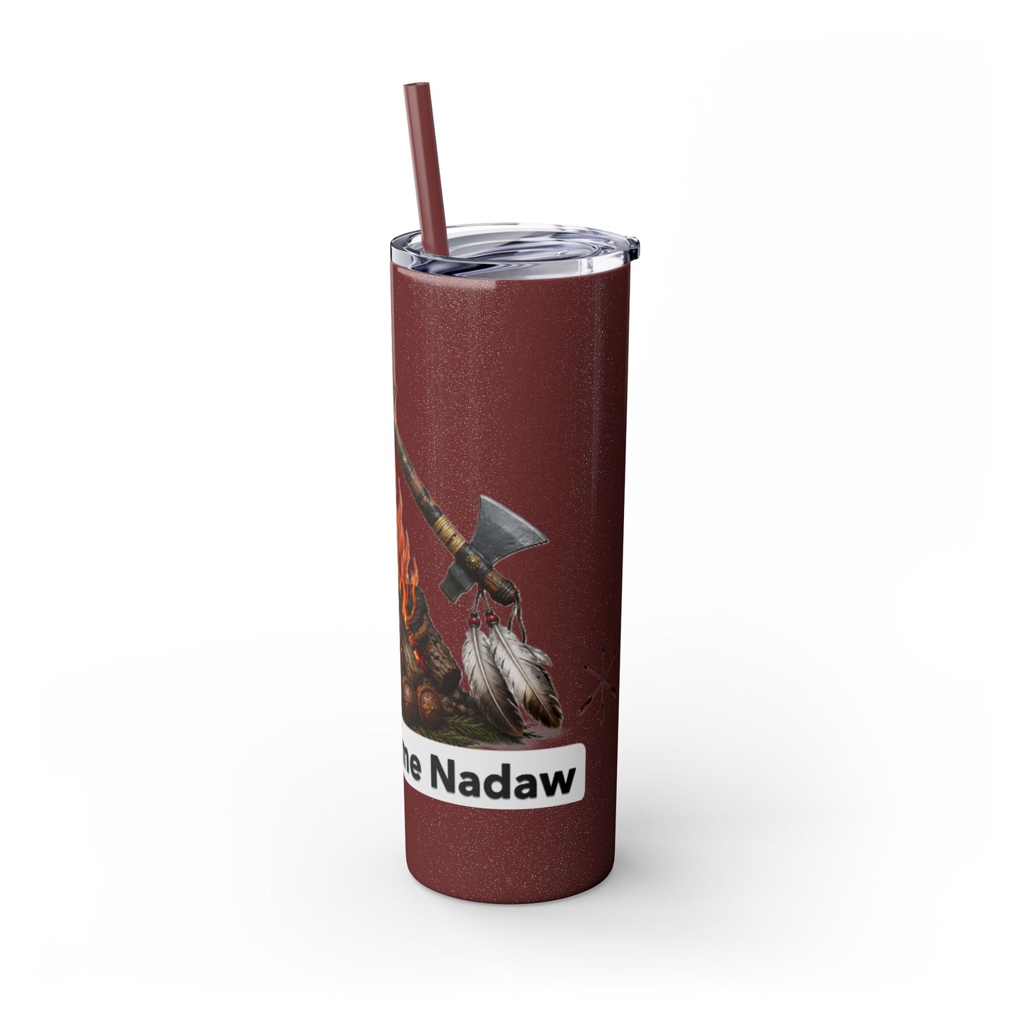Pottawatomie Campfire Badge Skinny Tumbler 20oz — Badawadame Nation Design