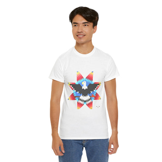 T-Shirt — Colorful Native Star Eagle Graphic Tee (Front Eagle Star, Back Crossed Arrows)