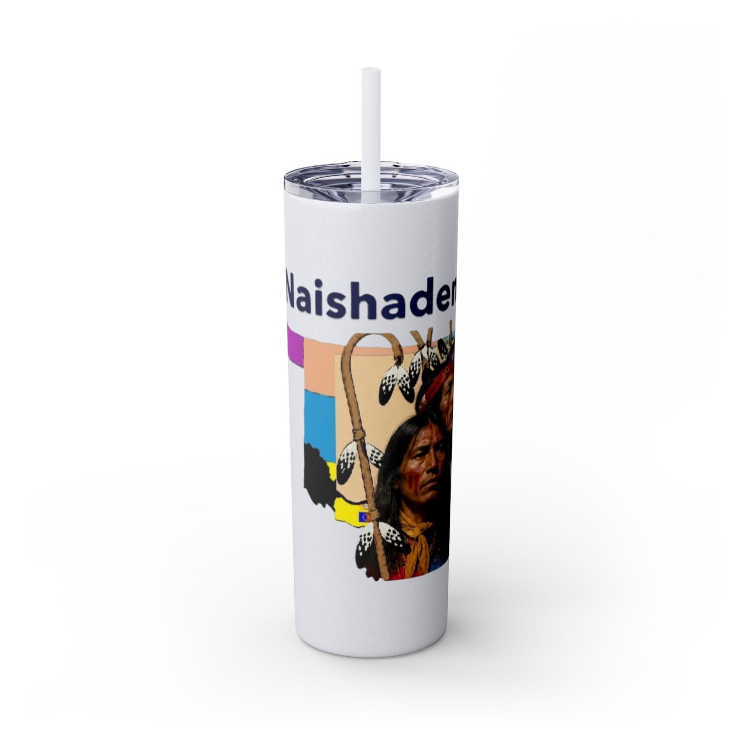 Apache 20oz Skinny Tumbler with Straw — Colorful Retro Design "Naishade"