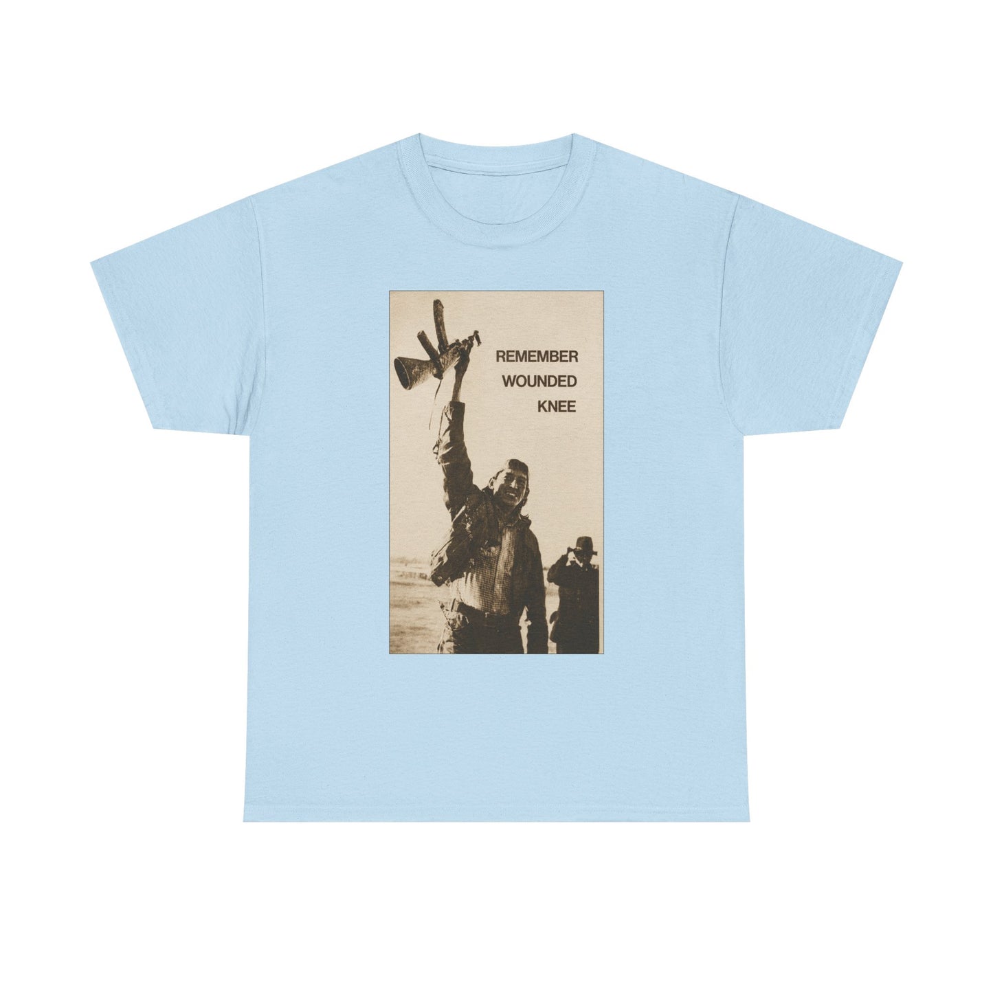 T-Shirt — 'Remember Wounded Knee' Historical Protest Tee with Arrow Emblem