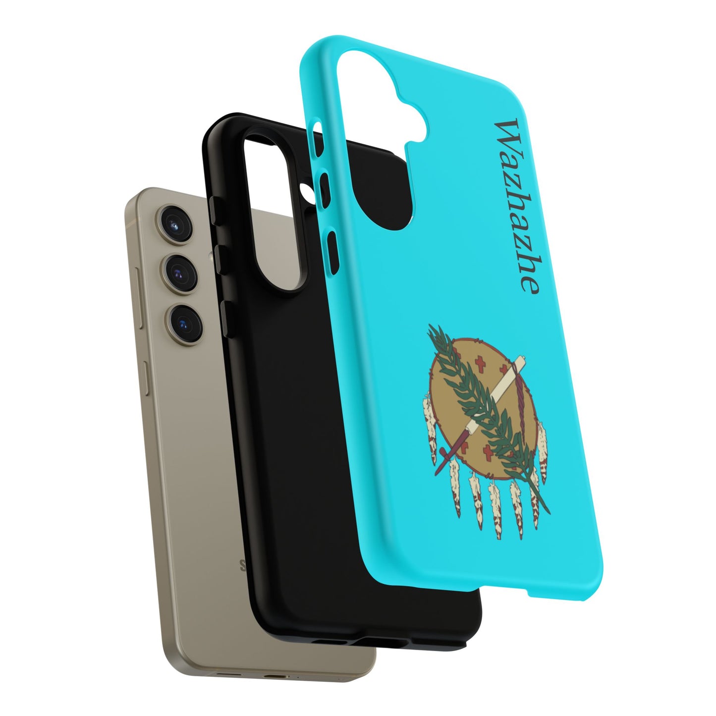 Osage Phone Case — Wazhahze Tribal Shield Design (Native Feather & Tomahawk)