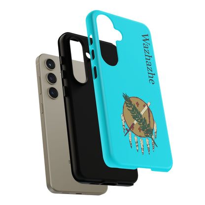 Osage Phone Case — Wazhahze Tribal Shield Design (Native Feather & Tomahawk)