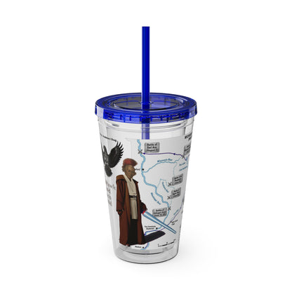 Blackhawk 16oz Tumbler with Straw — Illustrated Map & Raven Design