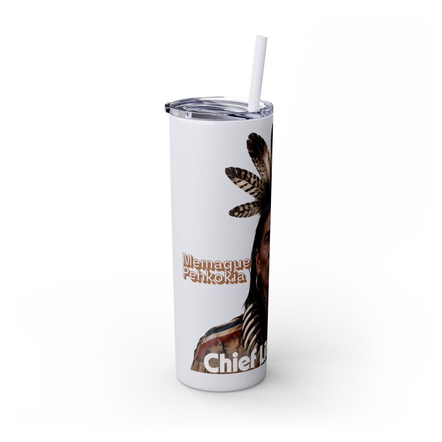 Miami 20oz Skinny Tumbler with Straw — Native Chief Portrait Travel Cup