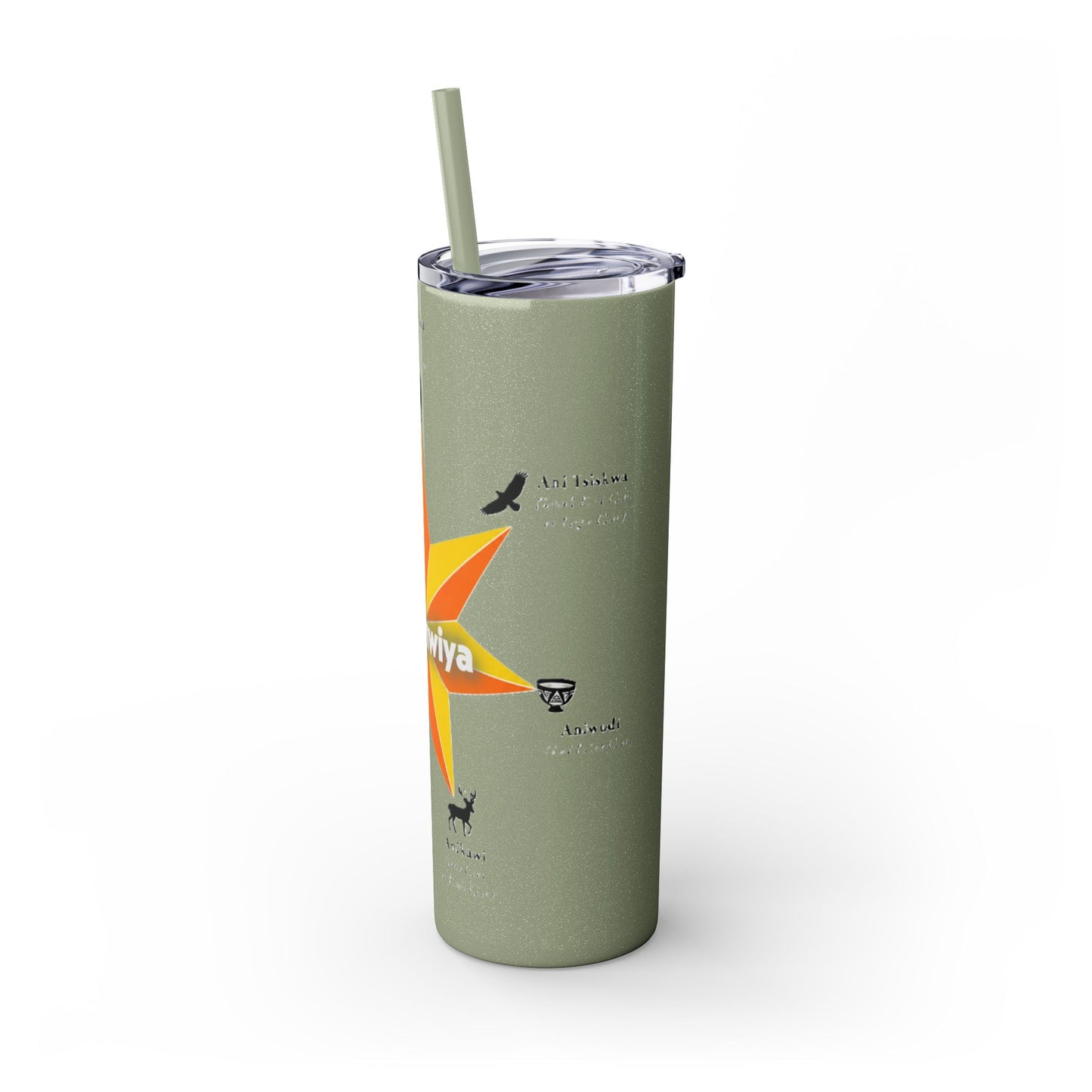 Cherokee 20oz Skinny Tumbler - Aniyunwiya Star Design with Straw
