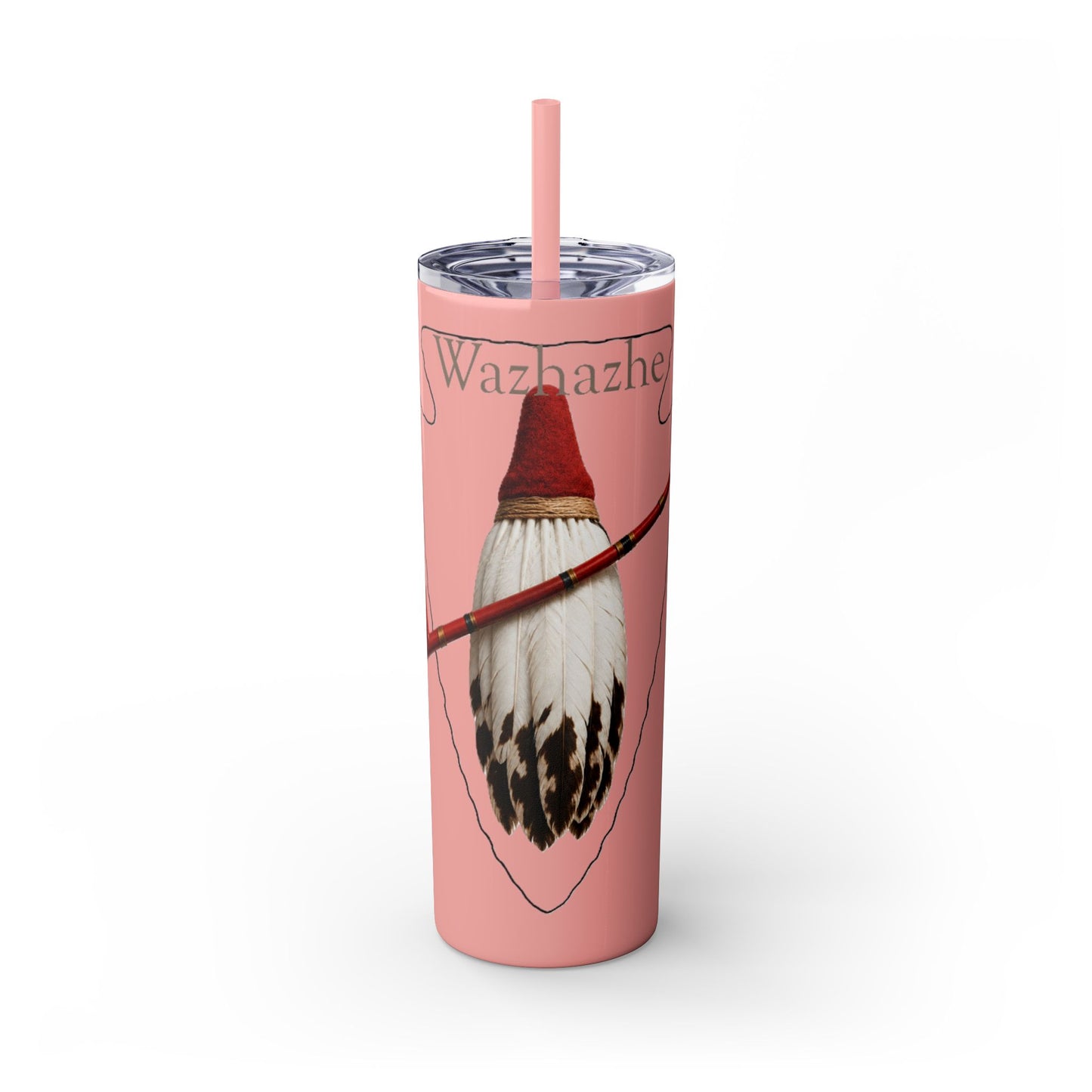 Osage Skinny Tumbler — Native Feather & Pipe Design 20oz Straw Cup