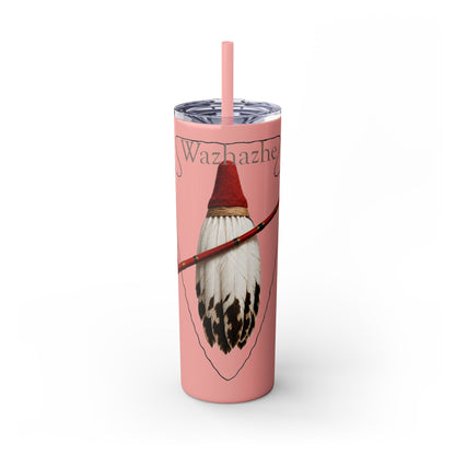 Osage Skinny Tumbler — Native Feather & Pipe Design 20oz Straw Cup