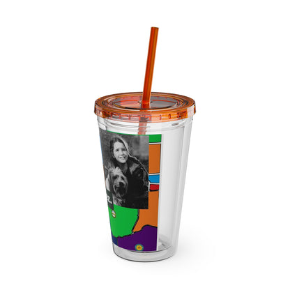 Sunsplash 16oz Tumbler with Straw — 'Half-Pint Illegally on Osage Rez' Graphic