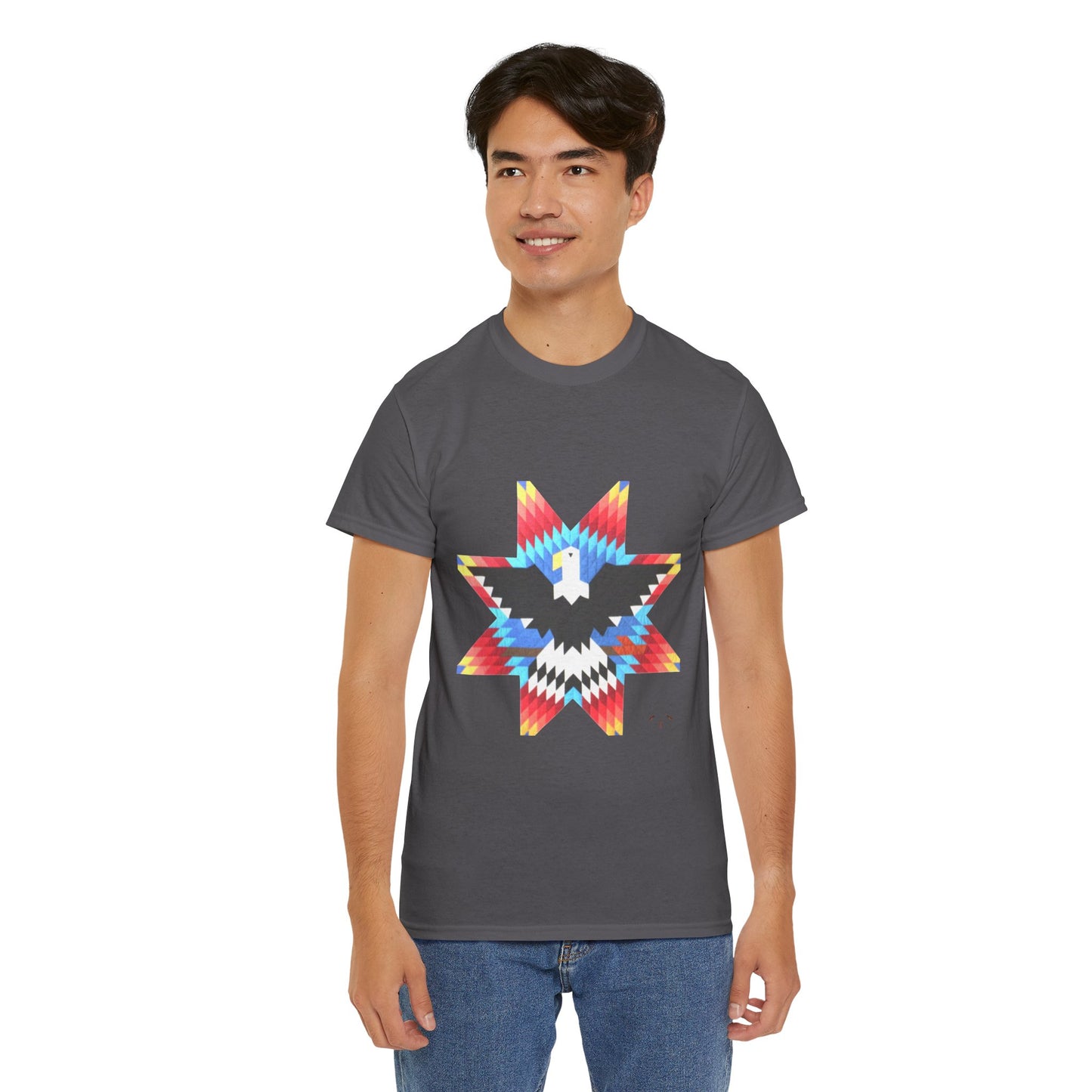 T-Shirt — Colorful Native Star Eagle Graphic Tee (Front Eagle Star, Back Crossed Arrows)