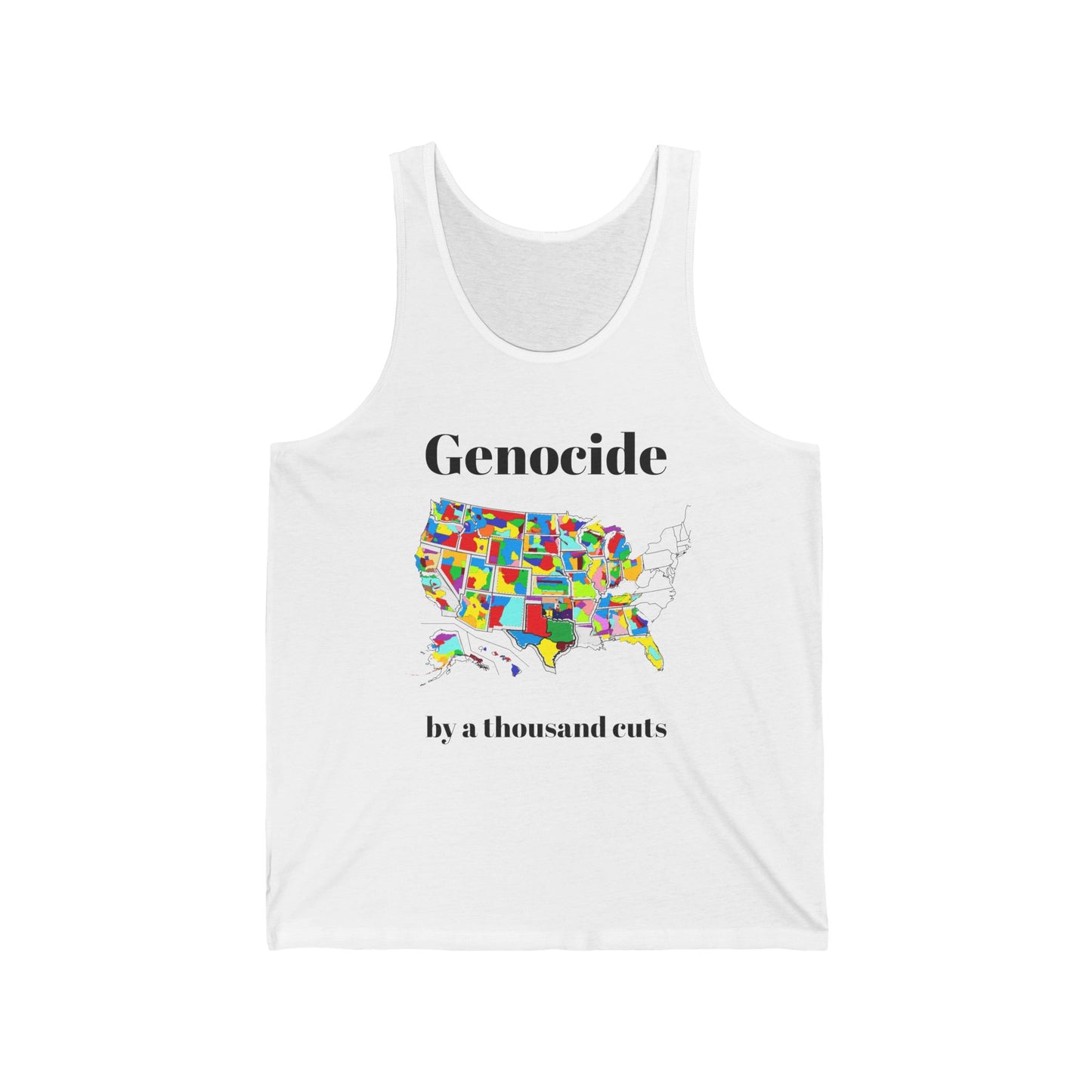 Genocide by a Thousand Cuts USA Map Tank Top — Political Statement Graphic Tank