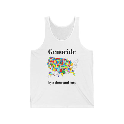Genocide by a Thousand Cuts USA Map Tank Top — Political Statement Graphic Tank