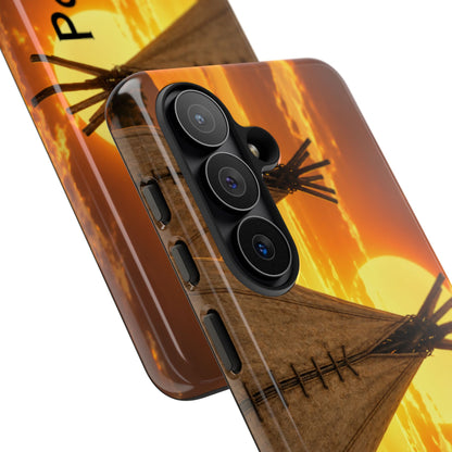 Ponca Sunset Tipi Phone Case — Personalized Native Teepee Landscape